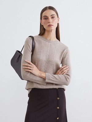 Lc Waikiki Yeni Sezon Bisiklet Yaka Kendinden Desenli Kadın Triko Kazak