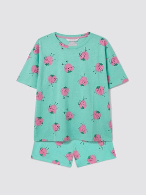 Lc Waikiki Yeni Sezon Bisiklet Yaka Desenli Kadın Pijama Takımı