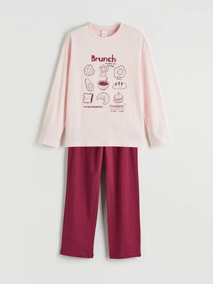 Lc Waikiki Yeni Sezon Baskılı Bisiklet Yaka Kız Çocuk Pijama Takım
