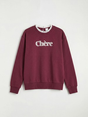 Lc Waikiki Yeni Sezon Fırfırlı Yaka Baskılı Kız Çocuk Sweatshirt