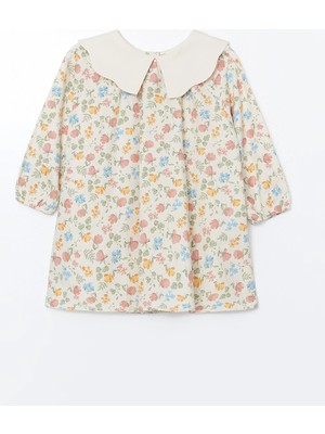 Lc Waikiki Yeni Sezon Bebe Yaka Çiçekli Gabardin Kız Çocuk Elbise