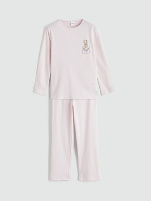 Lc Waikiki Yeni Sezon Çizgili Tavşan Baskılı Kız Çocuk Pijama Takım