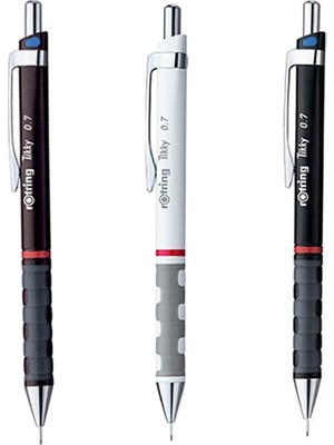 Rotring Tikky Versatil Kalem 0.7 mm Bordo Siyah Beyaz Ergonomik Tasarımlı Kalemler
