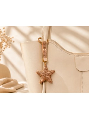 Kumru Studio Yıldız Taşlı Luxury Çanta Charmı – Gold Kristal Bag Charm