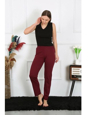 İlkyaz Fashion Kadın Pamuk Penye Tek Alt Pijama Bordo
