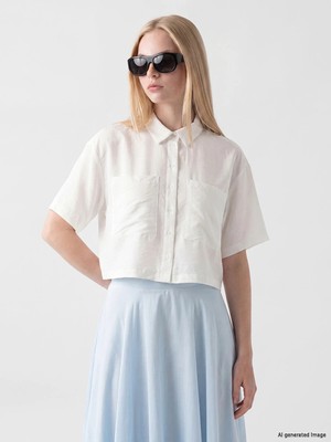 Lc Waikiki Yeni Sezon Oversize Kadın Crop Gömlek