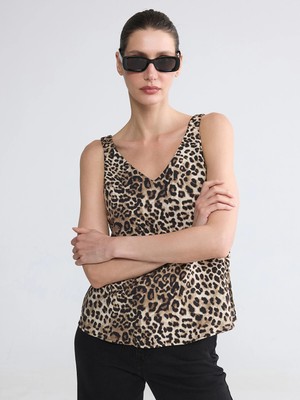 Lc Waikiki Yeni Sezon V Yaka Leopar Desenli Bluz