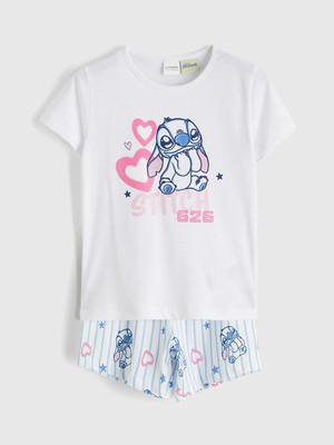 Lc Waikiki Yeni Sezon Stitch Baskılı Kız Çocuk Şortlu Pijama Takımı