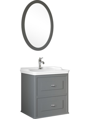 Kale Miro 65 Cm Mat Gri Banyo Dolabı Takımı