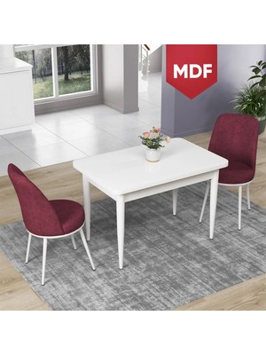 Canisa Concept Nil Serisi MDF 70 x 110 cm Sabit Beyaz Mutfak Masa Takımı+2 Adet Sandalye