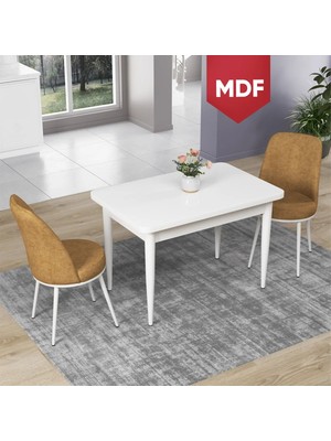 Canisa Concept Nil Serisi MDF Beyaz Yemek Masası Mutfak Masa Takımı + 2 Adet Sandalye