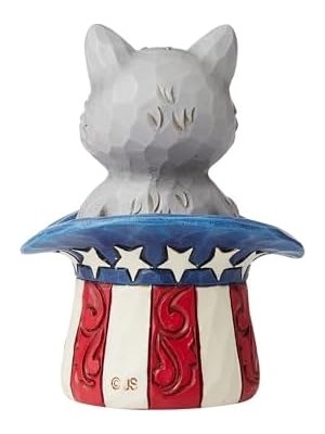 Enesco Jim Shore Heartwood Creek Patriotik Kedi Silindir, Minyatür Figür, 8,9 Cm, Çok Renkli