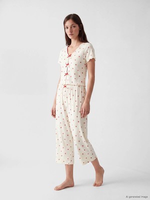 Lc Waikiki Yeni Sezon Desenli Kadın Kaprili Pijama Takımı