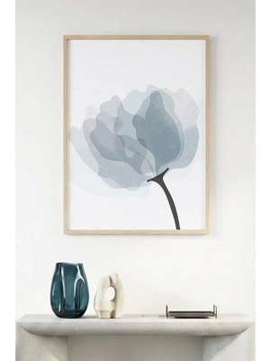 Huhuli Doğal Ahşap Çerçeveli Soyut Çiçek Desenli Tablo - Pastel Tonlar | HUHU1017