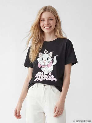 Lc Waikiki Yeni Sezon Aristocats Baskılı %100 Pamuklu Kadın Tişört