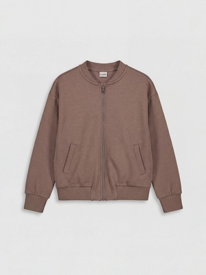 Lc Waikiki Yeni Sezon Kolej Yaka Kız Çocuk Soft Touch Fermuarlı Sweatshirt