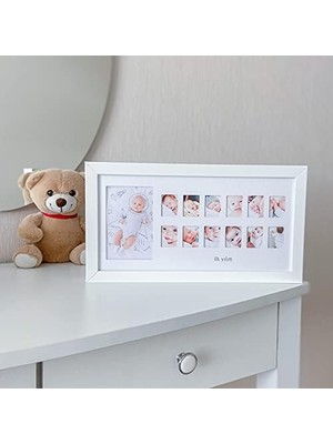 Ilk Yılım Fotoğraf Anı Çerçevesi - Dekoratif Bebek Odası 12 Aylık Resim Hatıra Çerçevesi