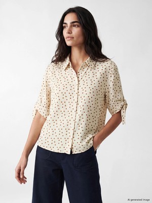 Lc Waikiki Yeni Sezon Puantiyeli Keten Karışımlı Kadın Gömlek