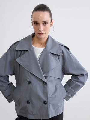 Lc Waikiki Yeni Sezon Kruvaze Yaka Oversize Kadın Trençkot