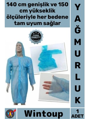 Wintoup #yağmurluk Su Geçirmez Şeffaf Kapüşonlu Acil Durum Koruyucu Standart Beden Tek Eko Pratik Yağmurluk