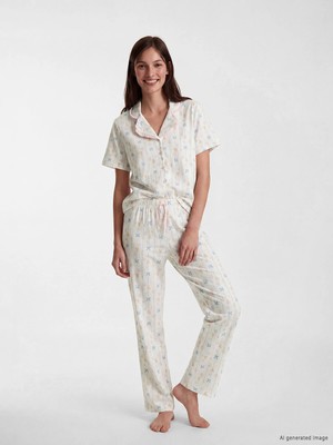 Lc Waikiki Yeni Sezon Gömlek Yaka Desenli Hamile Pijama Takım