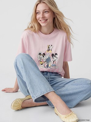 Lc Waikiki Yeni Sezon Mickey Mouse Baskılı %100 Pamuklu Kadın Tişört