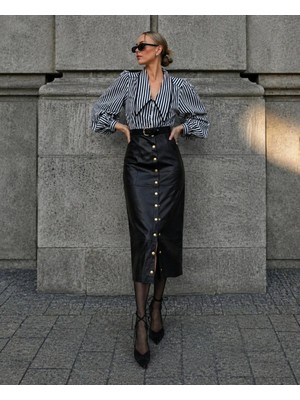 Velmora Leather Hakiki Deri Etek