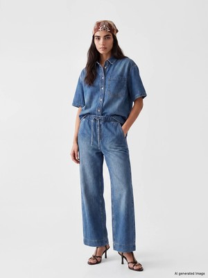 Lc Waikiki Yeni Sezon Oversize Kadın Jean Gömlek