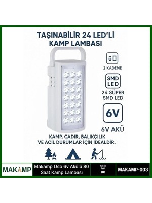 Mudanis Usv 6V Akülü 80 Saat Kamp Lambası Işıldak