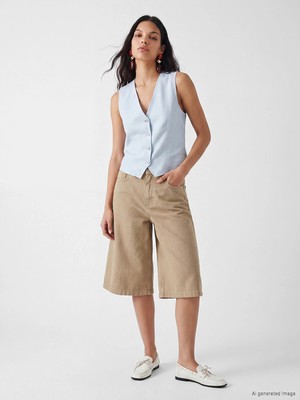 Lc Waikiki Yeni Sezon Bermuda Fit Kadın Jean Şortolon