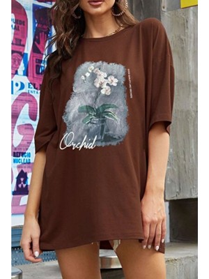 Empressco Renkli Orchid Baskılı Oversize Unisex Tişört, Rahat ve Şık Tasarım