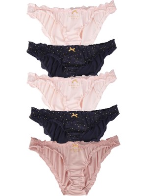 Dominant Kadın Çamaşır Pamuklu Renkli Fırfırlı  Bikini Külot 5'li Paket