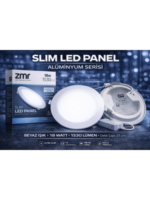 Lumixa Enerji 18W Slim Panel LED Spot Beyaz Işık Iç Çap 17,5 cm Dış Çap 22 cm 1530 Lümen 2 Adet Beyaz 6500K