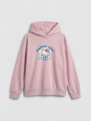 Lc Waikiki Yeni Sezon Kapüşonlu Hello Kitty Baskılı Kız Çocuk Sweatshirt