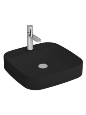 Newarc Loft Tezgah Üstü Batarya Delikli Lavabo Mat Siyah 50X50X12CM 515050BT-MB