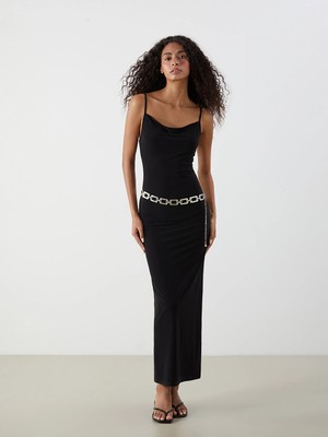 Lc Waikiki Yeni Sezon Dökümlü Yaka Ip Askılı Bodycon Elbise