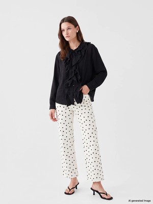 Lc Waikiki Yeni Sezon Puantiyeli Straight Fit Kadın Jean Pantolon