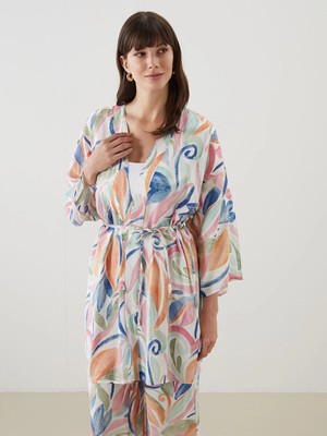 Lc Waikiki Yeni Sezon Şal Yaka Desenli Oversize Kadın Kimono