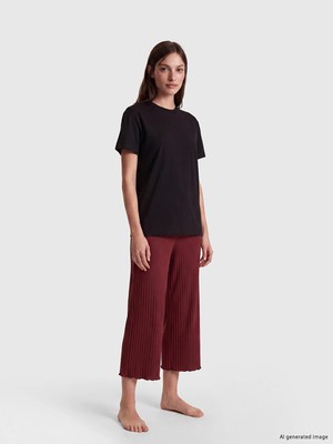 Lc Waikiki Yeni Sezon Geniş Paça Kadın Fitilli Kapri Pijama Altı