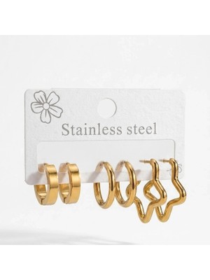 Zenvia Star Shıne Altılı Halka Küpe Seti - KP00677