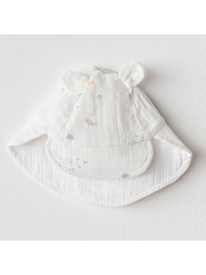 Nessi World AC25618 Ocean Is My Happy Place Müslin Şapka White