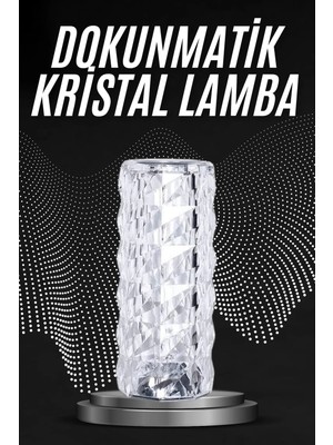 Epilons Kristal Lamba Masa Lambası Şarjlı Masa Lambası Dokunmatik Sensör USB Şarjlı
