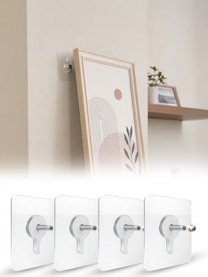 Omilife 4 Kancalı Duvar Askısı Yapışkanlı Vidalı Askı Renkli Plastik Malzeme 6x6 cm Ölçü