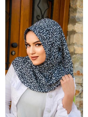 Aişe Tesettür Siyah Beyaz Desen Double Şal