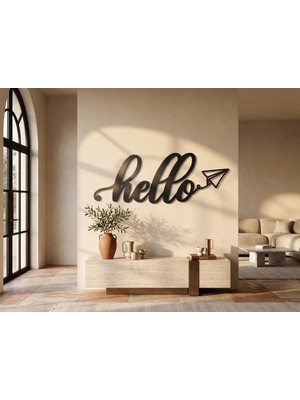 Mova Dizayn Modern Metal Hello Duvar Yazısı Antre Giriş Dekoratif Tablo Duvar Dekoru