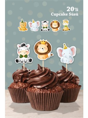 Neşeli Günlerim Safari Party Teması Cupcake Süsü 20'li