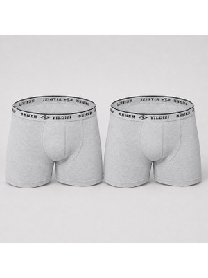 By Uslu Erkek Düz Likralı Pamuklu Boxer 2'li Paket Seher