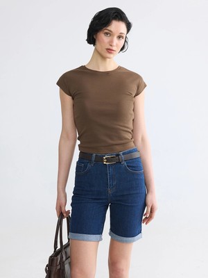 Lc Waikiki Yeni Sezon Bisiklet Yaka Kadın Crop