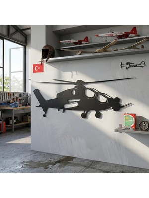 Mova Dizayn Atak Helikopteri Dekoratif Metal Duvar Tablosu