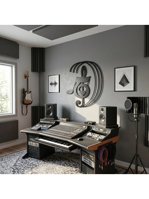 Mova Dizayn Modern Dairesel Porte ve Sol Anahtarı Motifli Estetik Metal Duvar Panosu